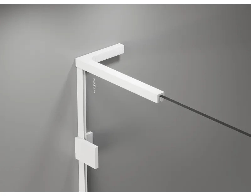 Mexen Lunar, L sklápací sprchový kút ľavý 95 x 90 cm, 8mm číre sklo, biely profil, 834L-095-090-20-00-L