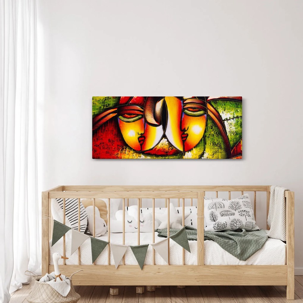 Obraz - Olejomaľba, abstraktné tváre (120x50 cm)