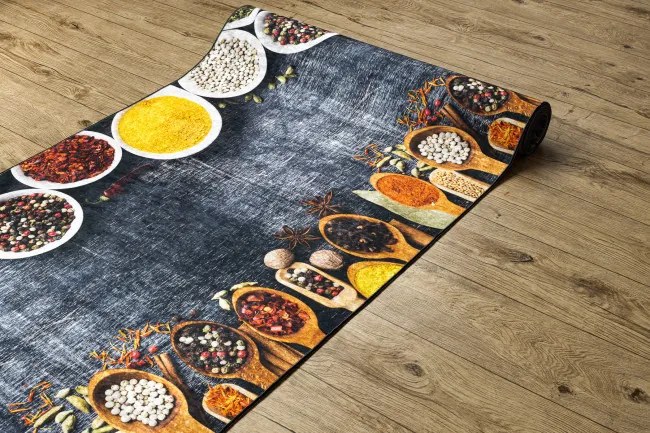 Protišmykový behúň LOTUS KITCHEN 40580 sivý / žltý