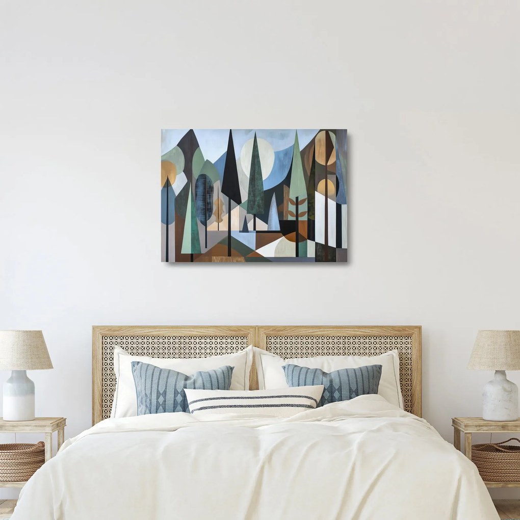 Sklenený obraz - Prírodná geometrická abstrakcia II. (70x50 cm)