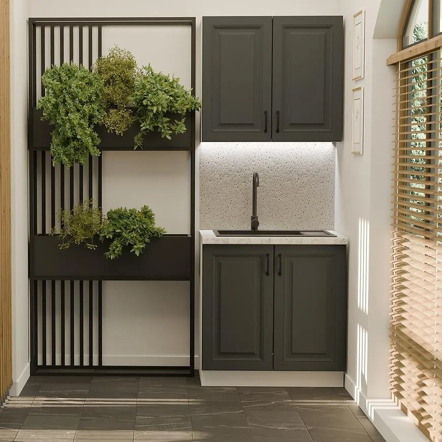 Kuchynská Linka Stilo Grafit/biela 80 cm bez pracovnej dosky