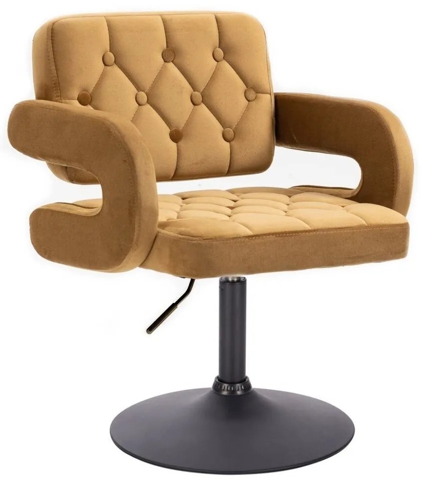 LuxuryForm DESIGN Stolička ADRIA VELUR na čiernom tanieri - medová