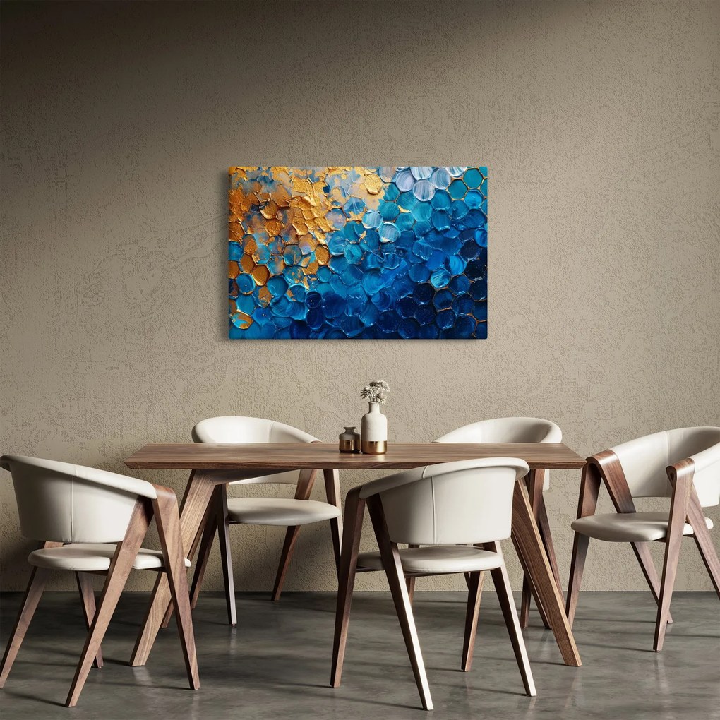 Obraz - Modrozlatá maľba (90x60 cm)