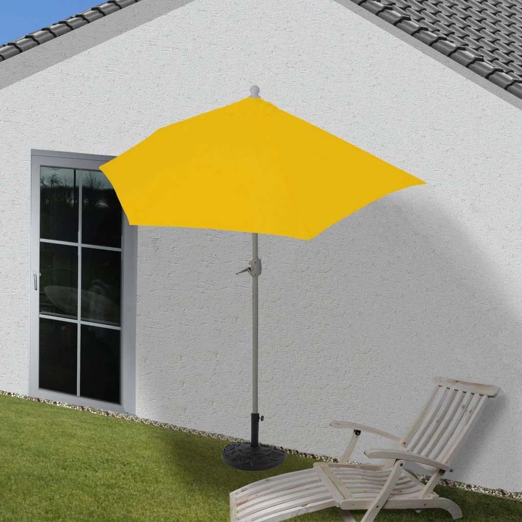 Slnečník polkruh Parla - polyester/hliník - 270cm žltá so stojanom