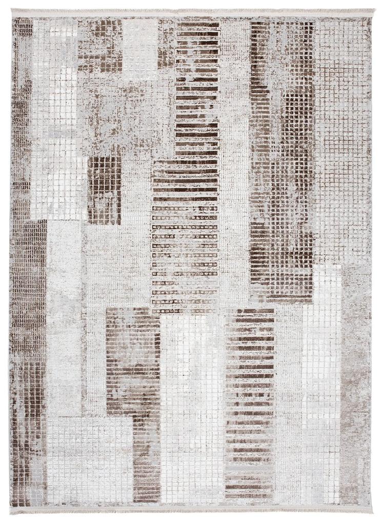 Dizajnový vintage koberec s geometrickými vzormi v hnedých odtieňoch