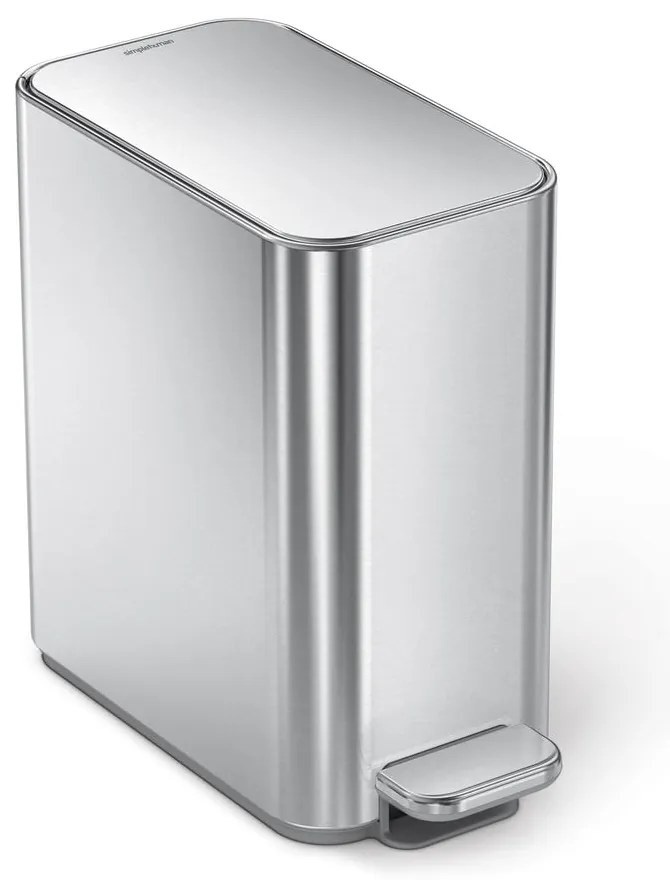 Nášľapný oceľový odpadkový kôš v matne striebornej farbe 5 l – simplehuman