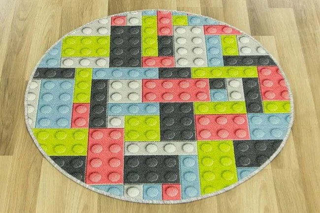 Detský koberec pastelové kocky lego 2 viacfarebný kruh