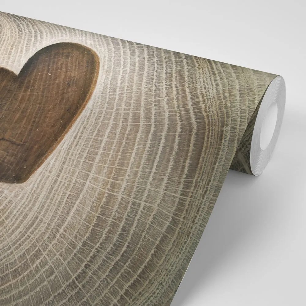 Samolepiaca tapeta symbol lásky na dreve - 450x300