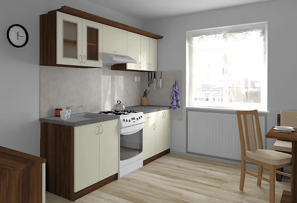 Nabytekmorava Kuchynská linka Bára B farba kuchyne: ořech / krém