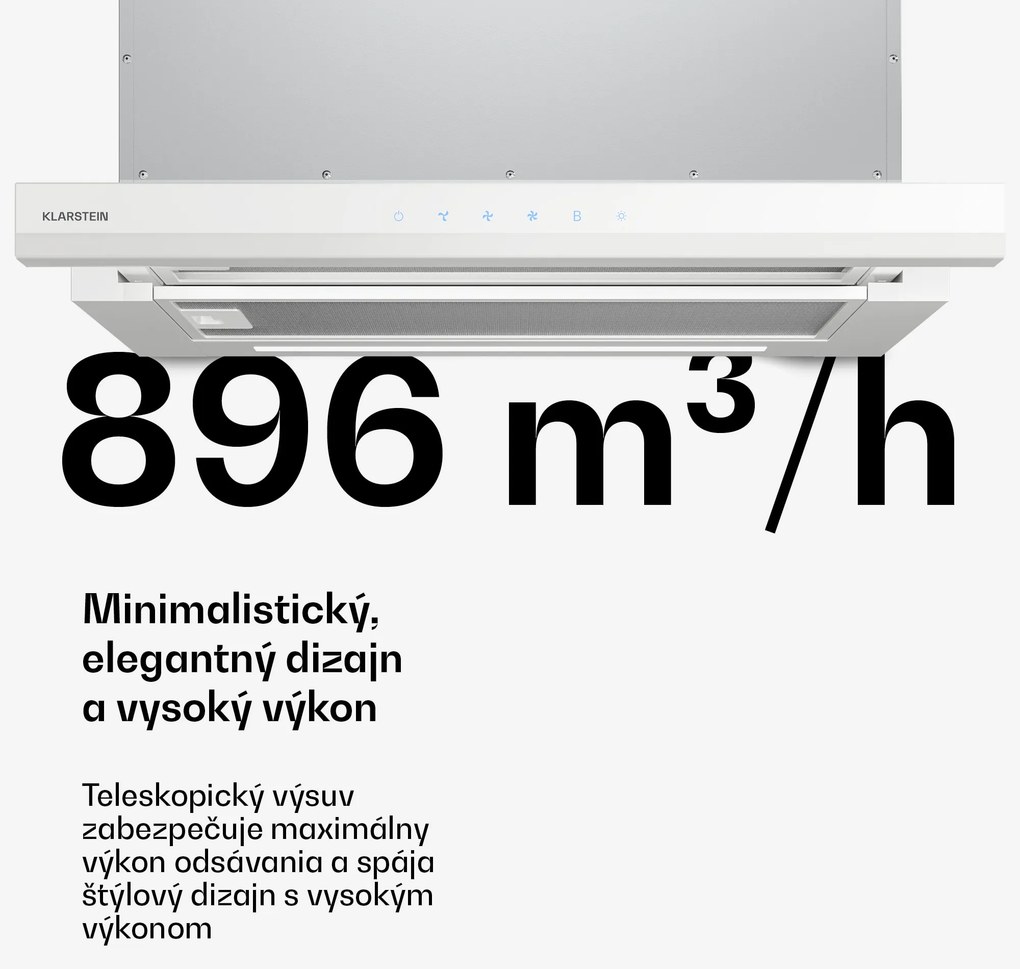 Klarstein Velaire vysúvacia digestorová kapucňa 60 cm | Elegantná, minimalistická, výkonná | EEC A++ | 891 m³/h