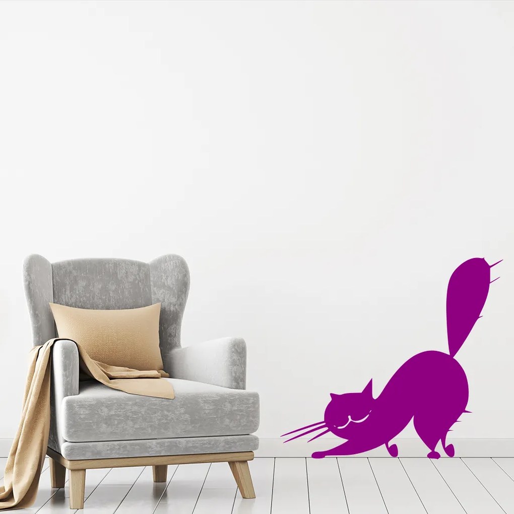 Veselá Stena Samolepka Naježená mačka Farba: bílá, Veľkosť: 40 x 36 cm