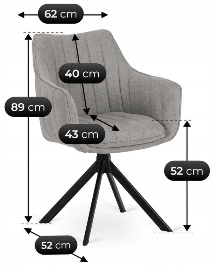 PROXIMA.store - Čalúnená otočná stolička MUMBAI FARBA: sivá