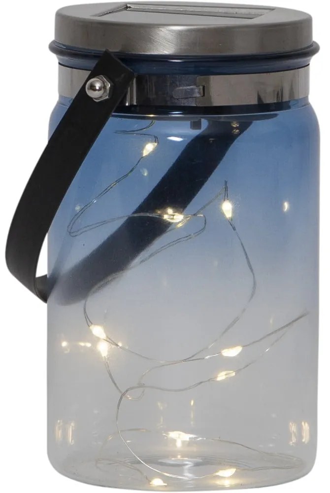 Vonkajší solárny lampáš Star Trading Tint Lantern Blue, výška 15 cm