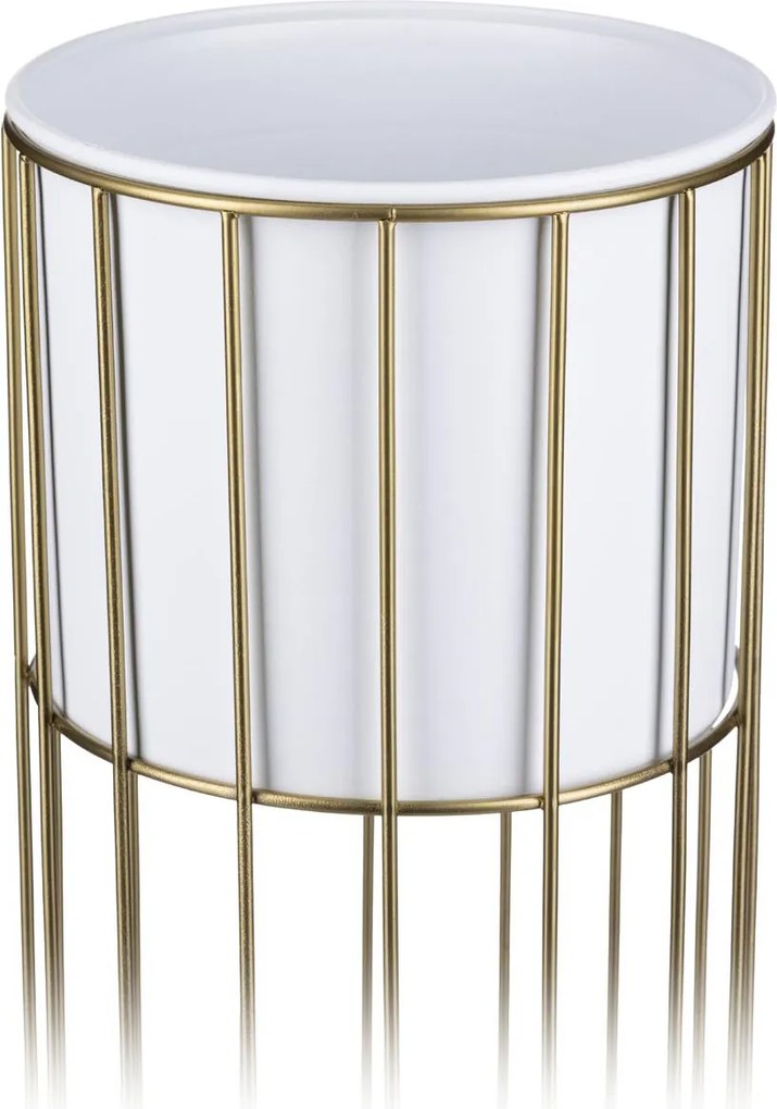 KOVOVÝ KVETINÁČ SO STOJANOM GLAM 70X20 CM BIELA/ZLATÁ