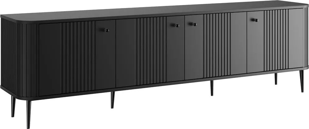 TV stolík Vespera 4D 187 cm - čierna / čierne nožičky