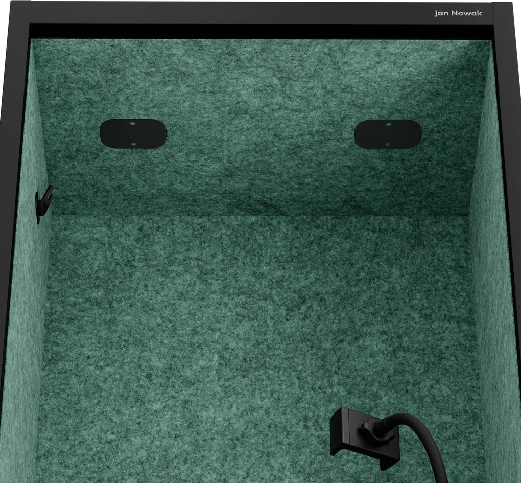 Akustická kabína SALLY MentalBox 600 mm – čierny korpus, zelené sedadlo