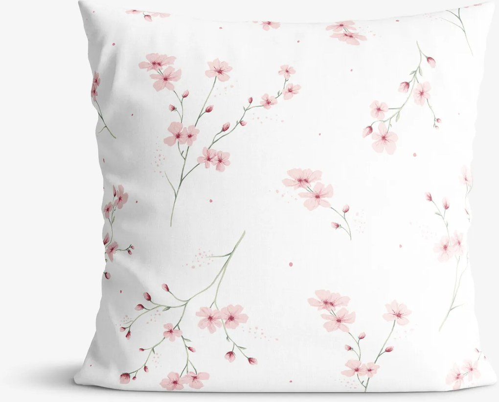 Goldea bavlnená obliečka na vankúš - kvitnúce sakury 40 x 40 cm