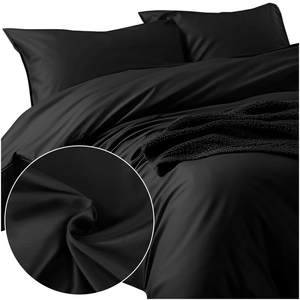 SATÉNOVÉ OBLIEČKY SATYNLOVE CLASSIC 200X220 CM, 2KS 70X80 CM ČIERNE