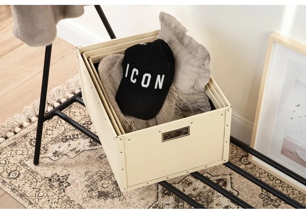 Béžové kartónové úložné boxy v súprave 3 ks Ture – Bigso Box of Sweden