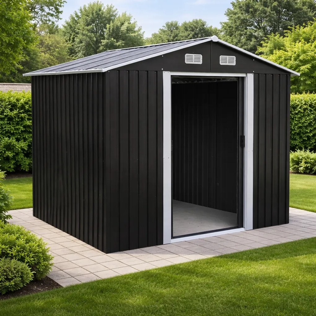 Záhradný domček BestBerg BBSH-608A / 5,3 m² / 205 x 257 x 202 cm / antracitová/biela
