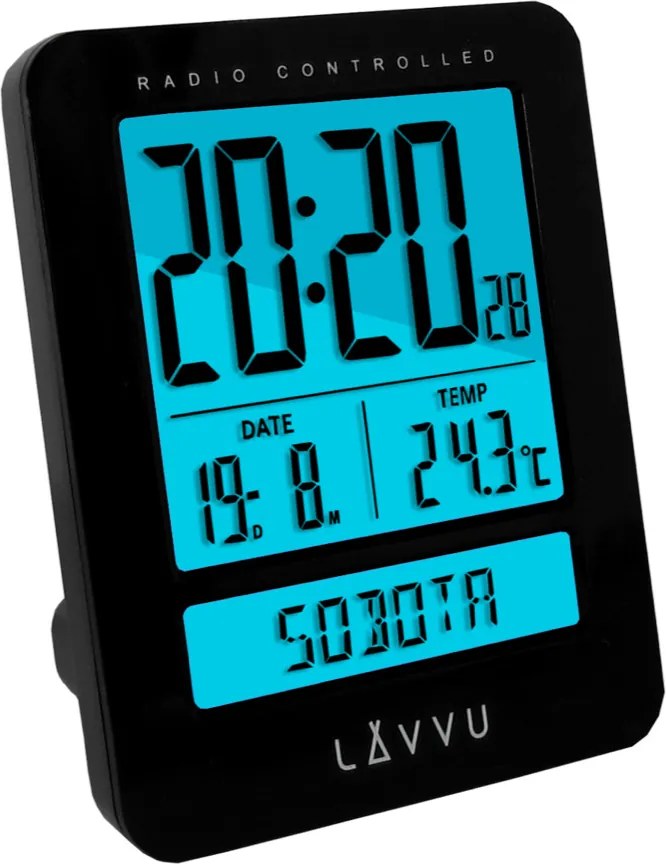 Rádiom riadený budík LAVVU LAR0021 Duo Black 2 budíky s češtinou