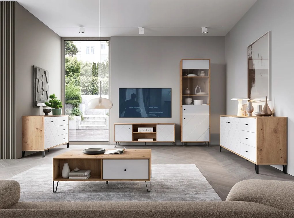 Vitrína Bilbao 63,4 cm dub artisan/bílá