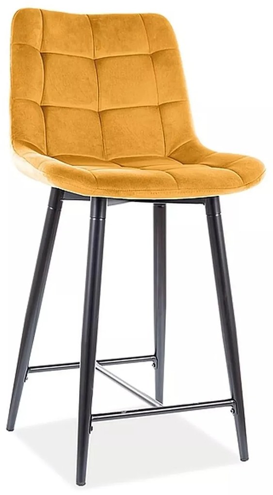 Zamatová barová stolička CHIC 90 cm horčicová