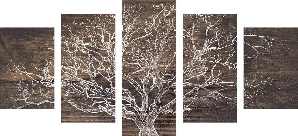 5-dielny obraz koruna stromu na drevenom podklade Varianta: 100x50