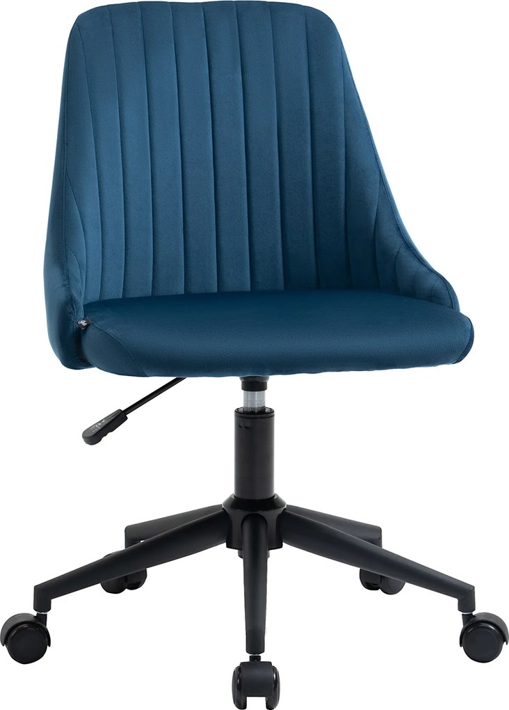 Vinsetto Kancelárska Stolička Otočná Ergonomický Dizajn Nastaviteľná Výška 360° Otáčajúca sa Čalúnená Zamat Polyester Modrá 50 x 58 x 77-87 cm | Aosom
