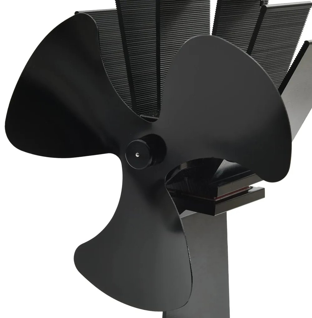 Teplom poháňaný ventilátor na krb s 3 lopatkami čierny