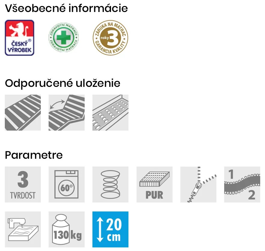 PROXIMA.store - Matrac LEILA ROZMERY: 100x200, VÝŠKA: 20 cm, TYP POŤAHU: ActiPRO s 3D ventilačnou mriežkou