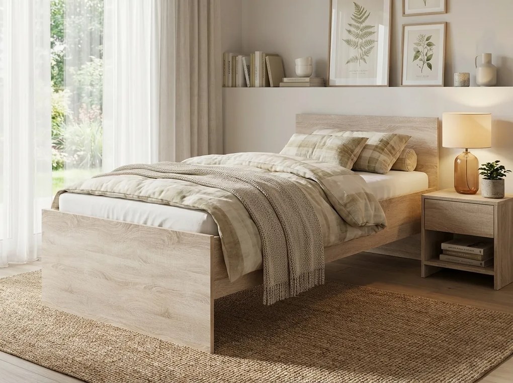 Posteľ ELISA 90 x 200 cm, dub sonoma Rošt: Bez roštu, Matrac: Matrac SOMMERA 18 cm