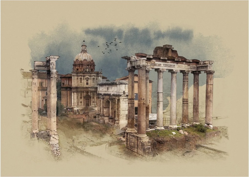 Sklenený obraz - Forum Romanum, Rím, Taliansko (70x50 cm)