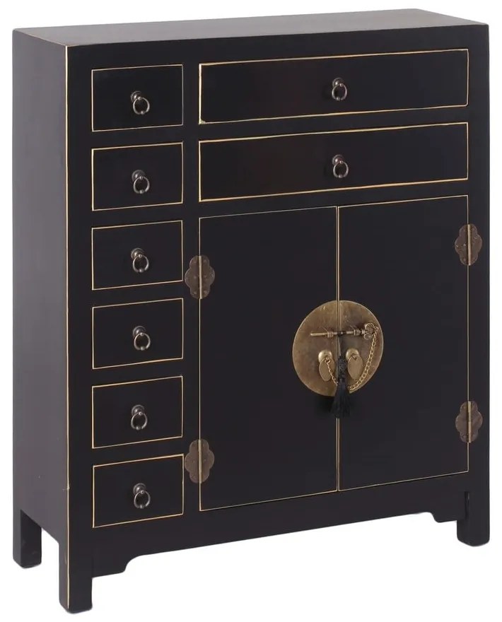 Čierna vysoká komoda 73x90 cm Oriente – Ixia