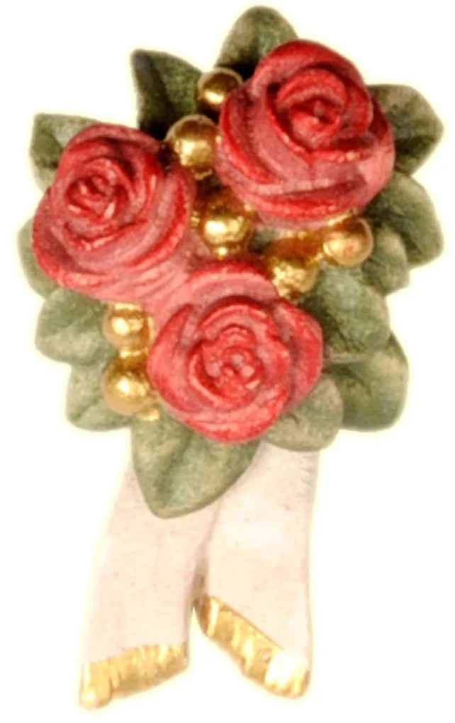 Drevená brošňa - kytica ruží