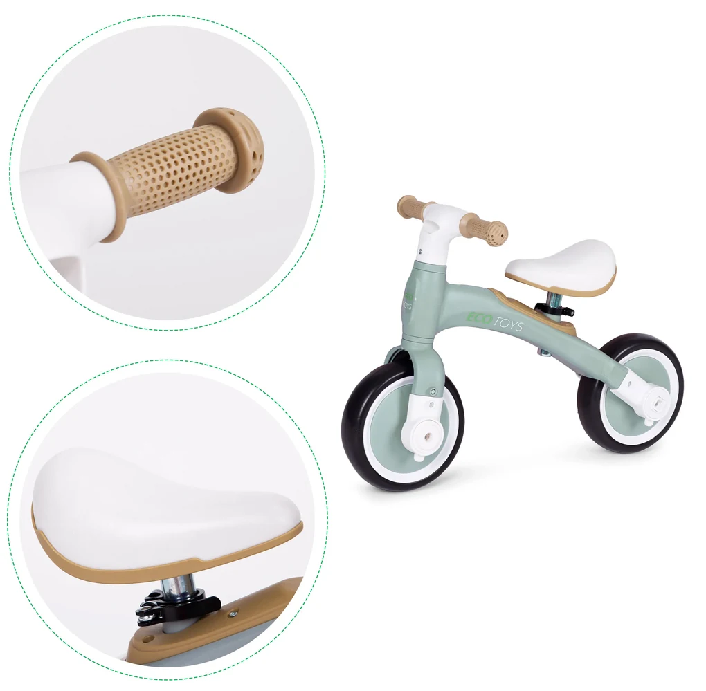 Odrážadlo/ Balančný bicykel s pedálmi 3v1 zelené, ECOTOYS
