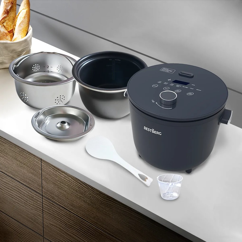 BestBerg BBRC-100 ryžovar s nízkym obsahom sacharidov / 2 l / 400 W / čierny