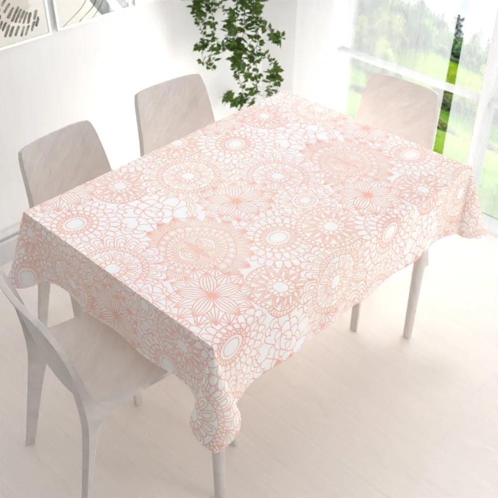 Biante Bavlnený obdĺžnikový obrus Sandra SA-275 Svetlo lososové mandaly na bielom 140x200 cm