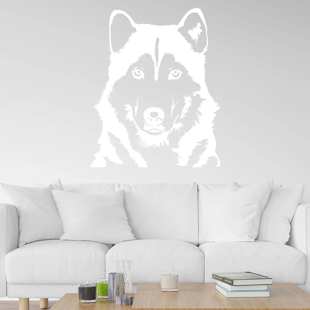 Veselá Stena Samolepka Husky Farba: červená, Veľkosť: 80 x 65 cm