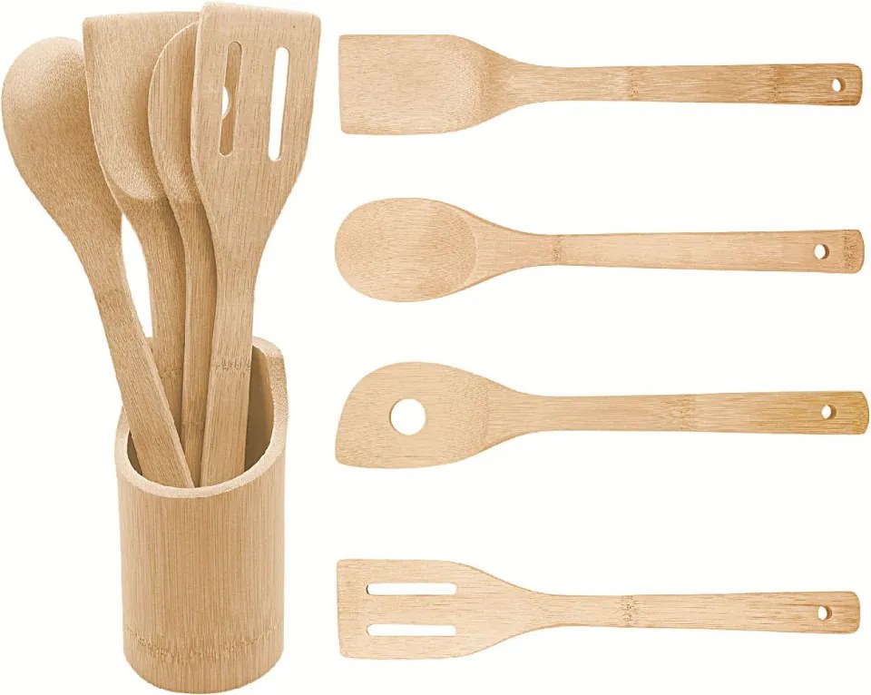 Sada kuchnských pomôcok v stojane Bambus (5 dielov)