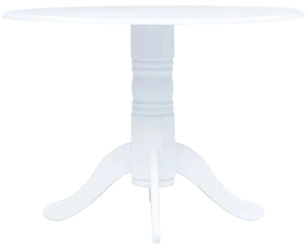 Jedálenský stôl biely 106 cm masívne kaučukovníkové drevo