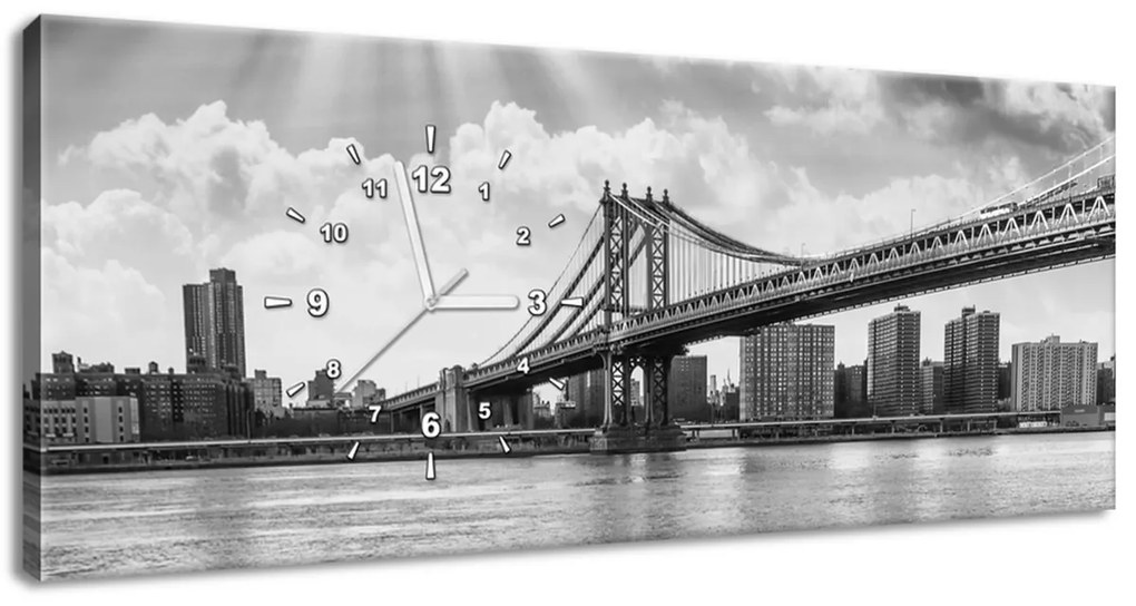 Gario Obraz s hodinami Brooklyn New York Rozmery: 100 x 40 cm