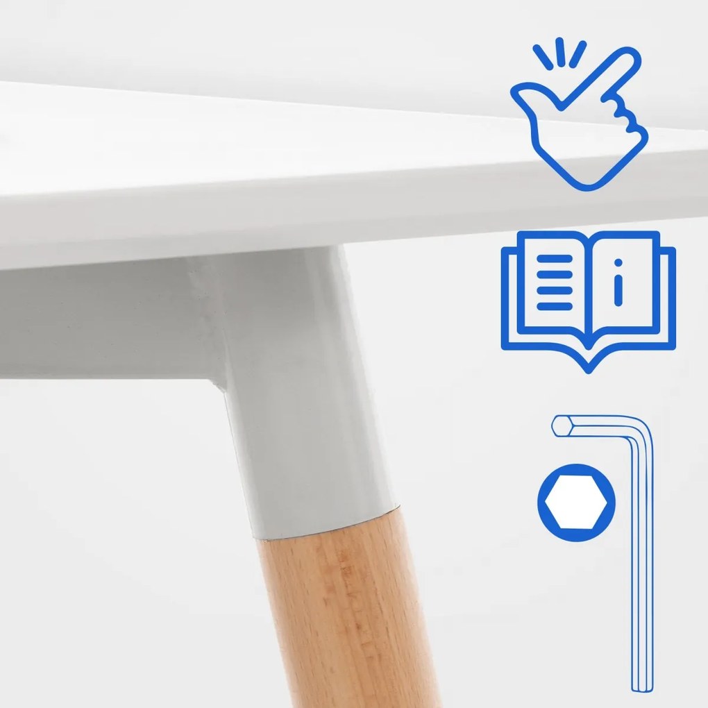 Stôl drevený Viborg 80 natura / biela - v75 x 80 x 80 cm