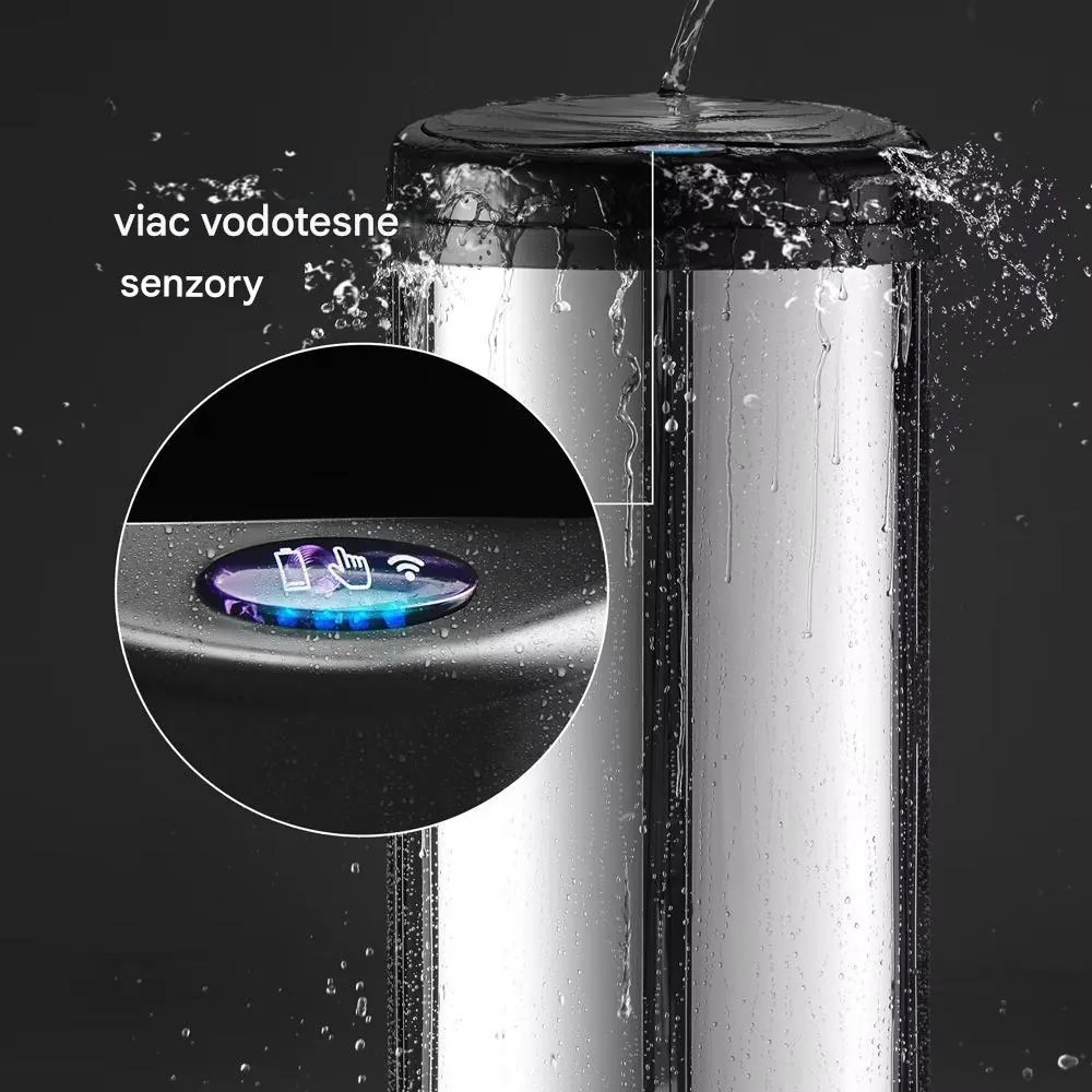 InternetovaZahrada Bezdotykový odpadkový kôš s USB 30 L - strieborný