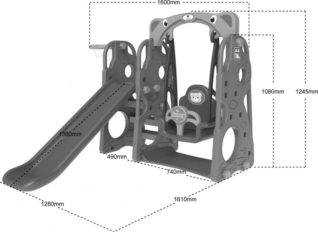 Ramiz Záhradná šmýkačka 3v1 Swing Basketbal pre deti Zelená