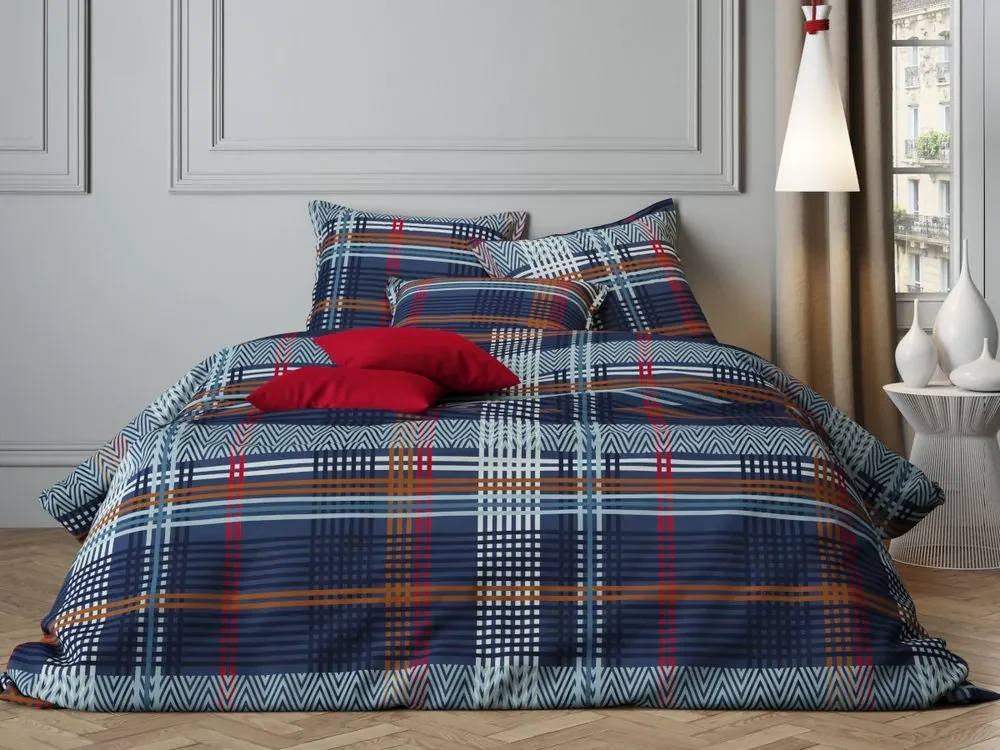 Mistral Home obliečky bavlnený satén Le King Blue - 140x200 / 70x90 cm