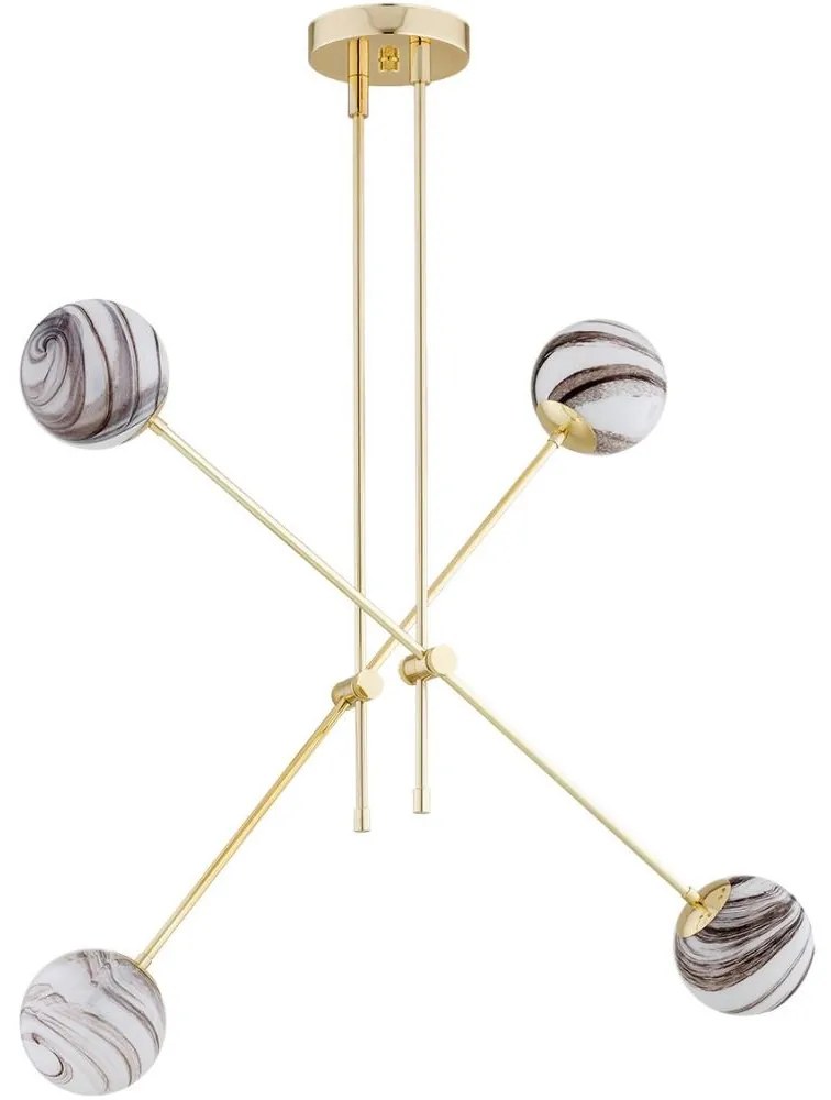 Argon 1840 - Luster na tyči ABSOS 4xE14/7W/230V alabaster zlatá