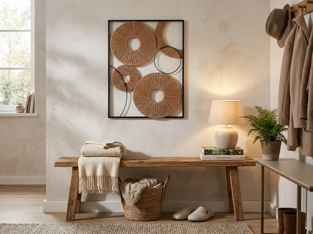 Nástenná dekorácia CIRCLES kovová 48x68 cm, čierna / hnedá