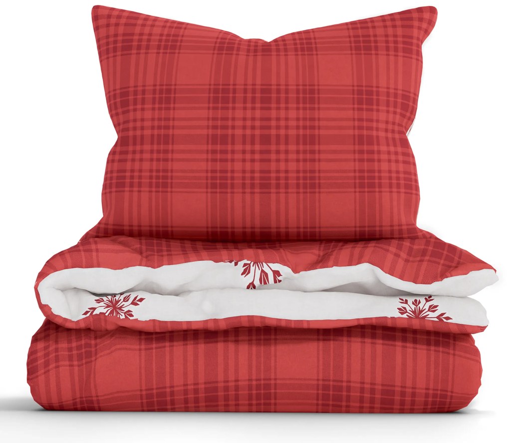 Vianočné bavlnené obliečky Renforcé - Sobíci červené