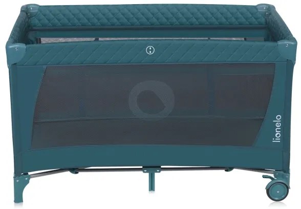 Lionelo - Cestovná postieľka FLOWER zeleno-tyrkysová